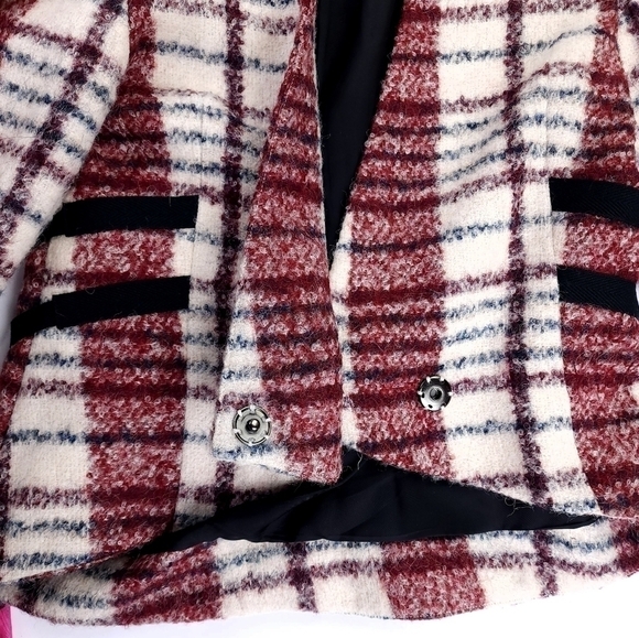 Derek Lam 10 Crosby Wool Blazer White Red Plaid Sz 4 - Picture 10 of 12